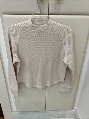 Madewell Soft Waffle Knit Crew in Light Beige